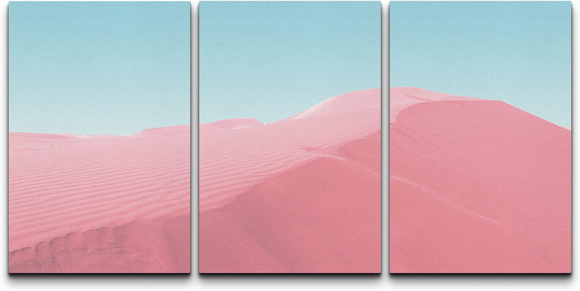 wall26 Canvas Print Wall Art Set Neon Pink Desert Sand Dune and Blue Sky Nature Wilderness Photography Modern Art Southwest Colorful Tropical for Living Room, Bedroom, Office - 24"x36"x3 Panels