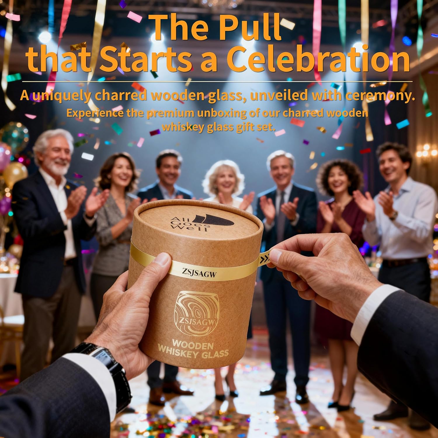 Charred Wooden Whiskey Glass 10oz | Handcrafted Old Fashioned Tumbler with Stones & Coaster | Bourbon Gift Set for Men, Dad, Husband (1 Pack) - Image 5