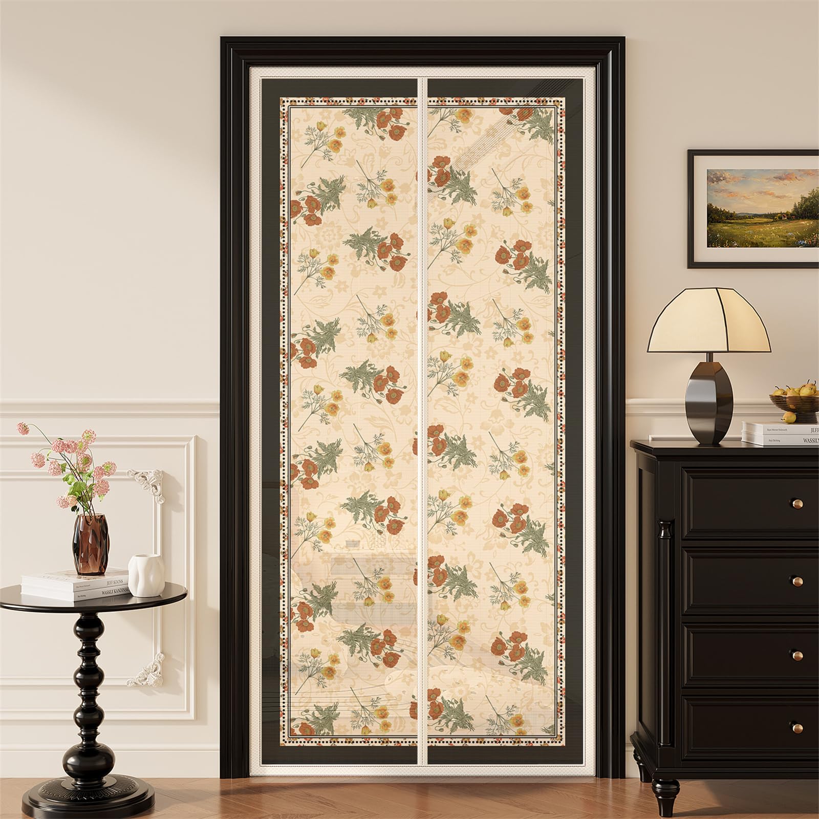 Moustiquaire pour balcon et terrasse rideau magnétique motif floral