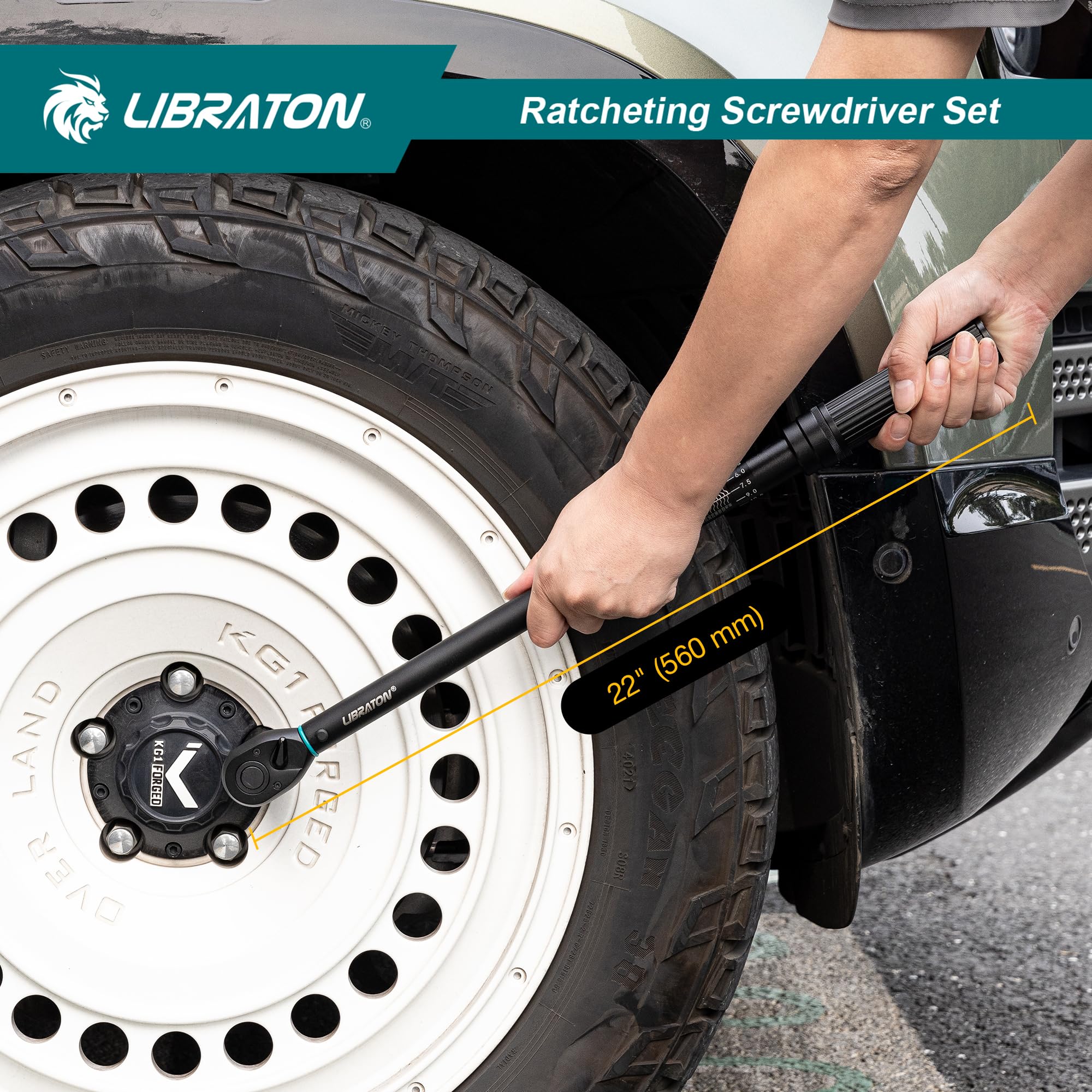 LIBRATON Clé Dynamométrique 1/2", 50-350 Nm, Précision ± 3%, Double Réglage Direction, 72 Dents