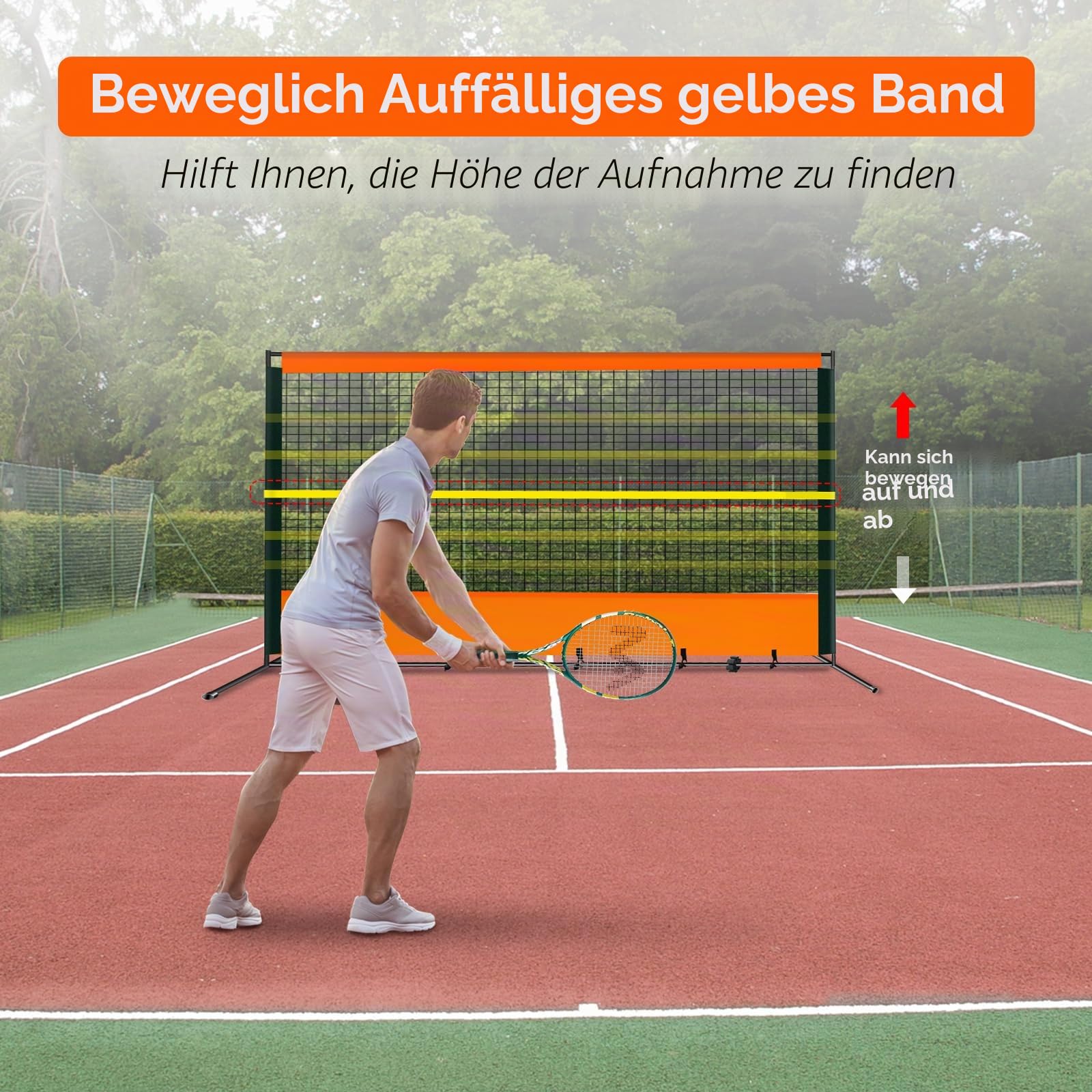 Tennis Rebound Practice Wall - 12ft x 6ft Rebounder Net for Tennis & Racquet Sports Ball & Pickleball, Training Tennis Backboard Net for Court Backyard and Indoor & Outdoor Training