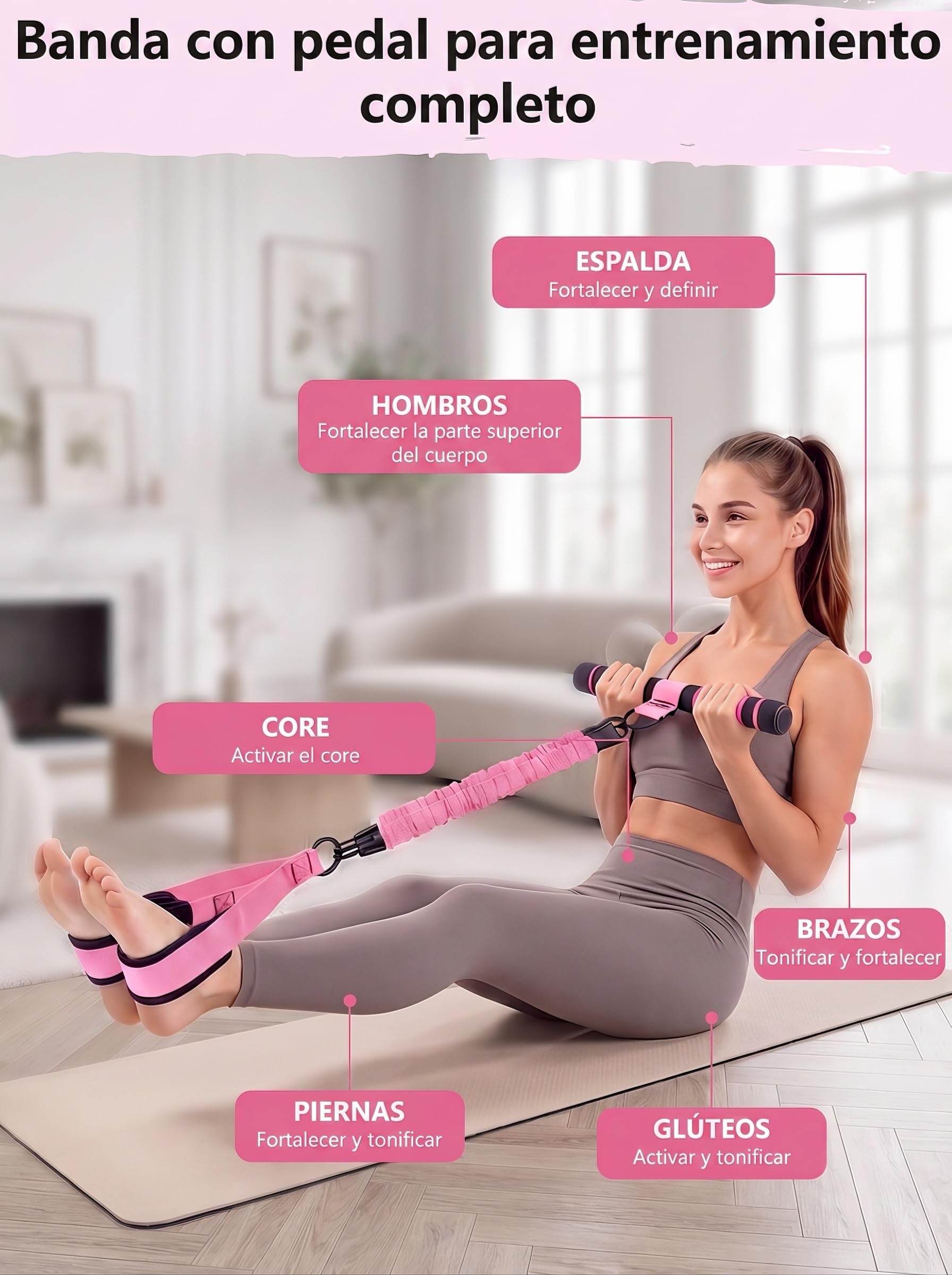 Banda De Resistencia con Pedales: Gomas Elasticas Musculacion 3x30lb Tubos