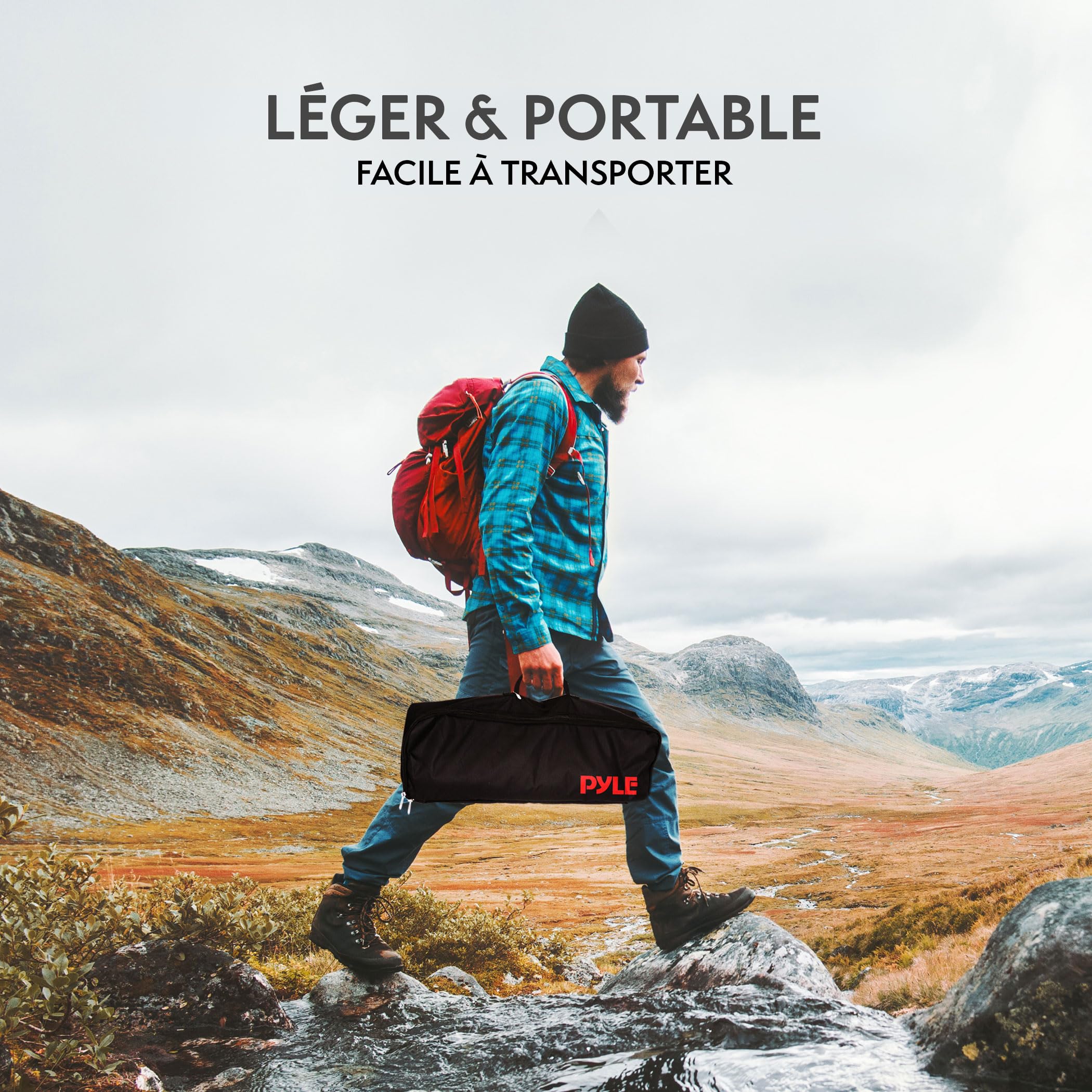 Pyle Écran de Projecteur avec Support - 100" 16:9 HD 4K, Portable, Léger, Autoportant, Pliable, pour Projections Intérieures et Extérieures, avec Cadre pour Cinéma Maison