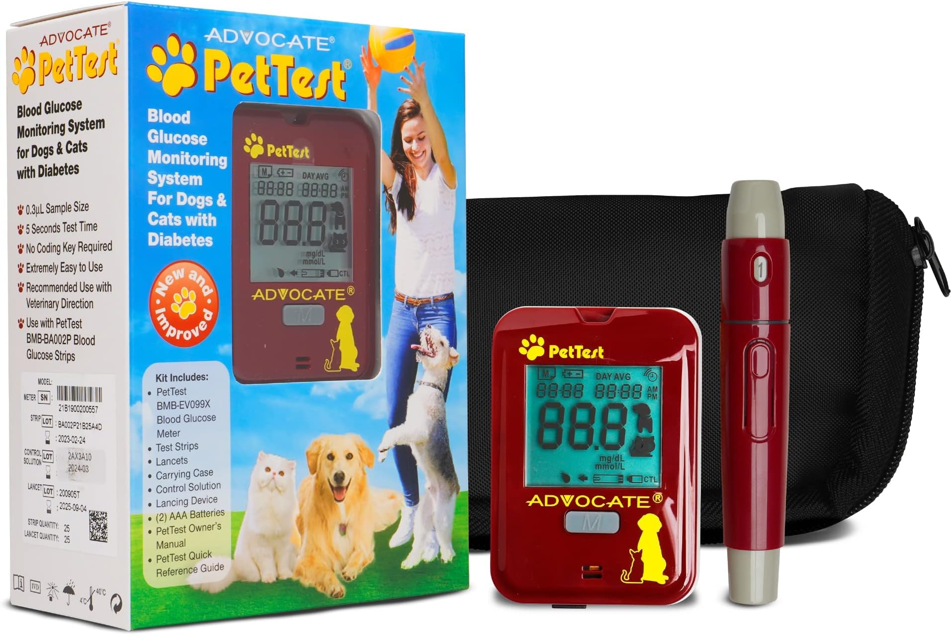 PetTest Glucose Monitoring System Blood Sugar Check Kit for Dogs
