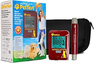 PetTest Glucose Monitoring System | Blood Sugar Check Kit for Dogs & Cats - Full Kit Includes 25 Test Strips, 25 Lancets, Red Dot Lancing Device, Glucose Meter, Carrying Case | Pets Diabetic Supplies