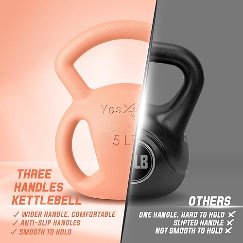 Miniatura 7 de Yes4All Kettlebell, Strength Training Kettlebells for Women, Wide Multi-grip Textured Handle for Home Gym Exercises & Full Body Workout, Single 525