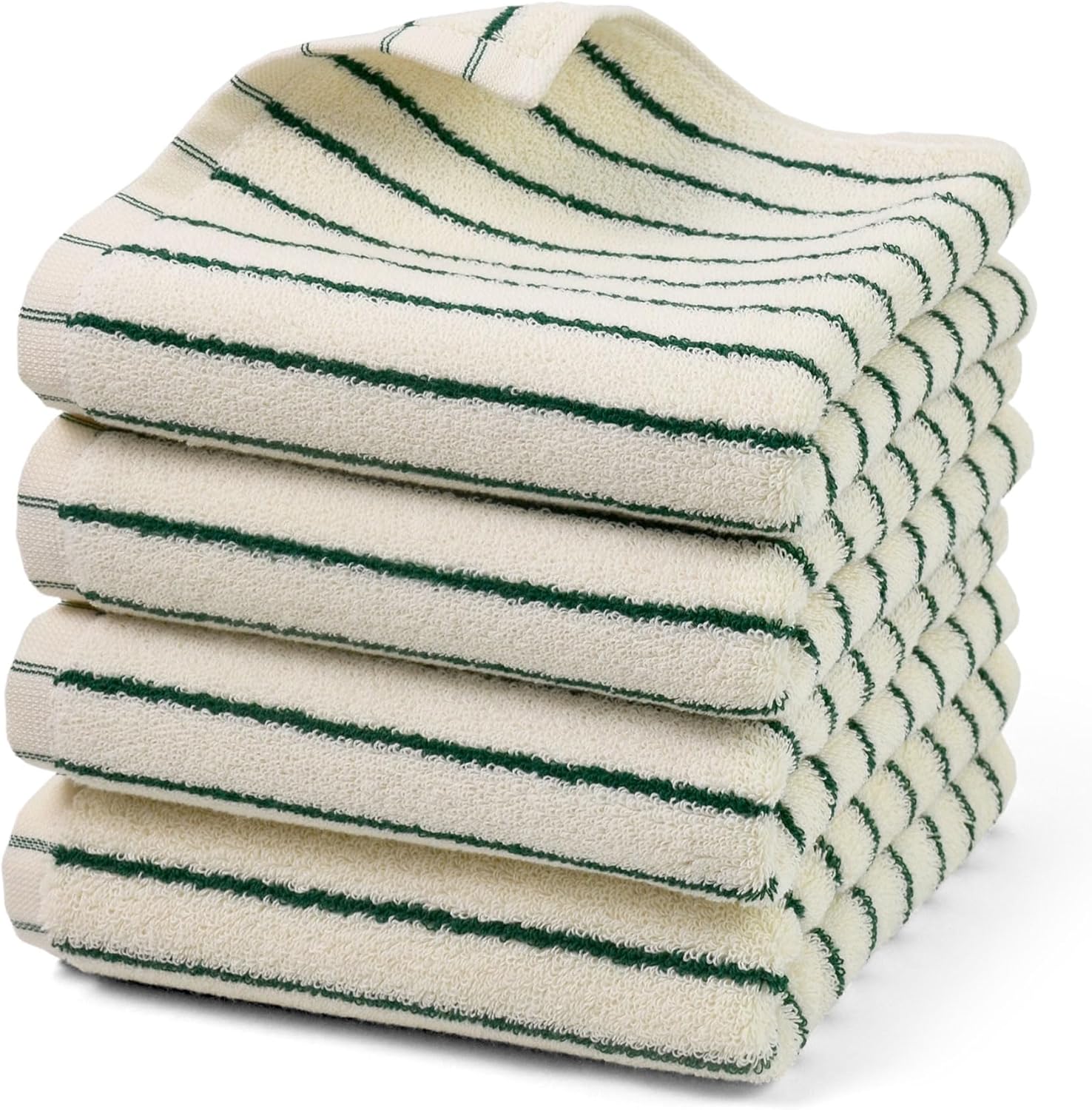 Jacquotha Striped Hand Towel Set of 4, Green Kitchen Towels for Guest & Family & Bathroom Decor, Super Absorbent and Lightweight, 14” x 29”