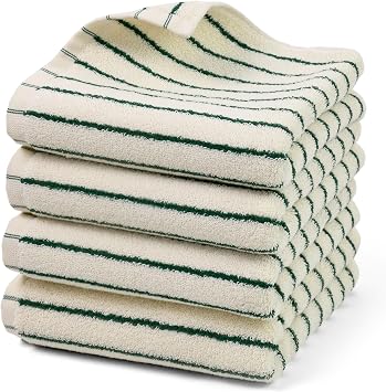 Jacquotha Striped Hand Towel Set of 4, Green Kitchen Towels for Guest & Family & Bathroom Decor, Super Absorbent and Lightweight, 14 x 29