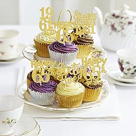 30PCS Straight Outta 1961 Cupcake Toppers Gold Glitter Sixty Five Happy 65th Birthday Cupcake Picks Cheers to 65 Years Cake Decorations for 65th Birthday Anniversary Party Decoration Supplies