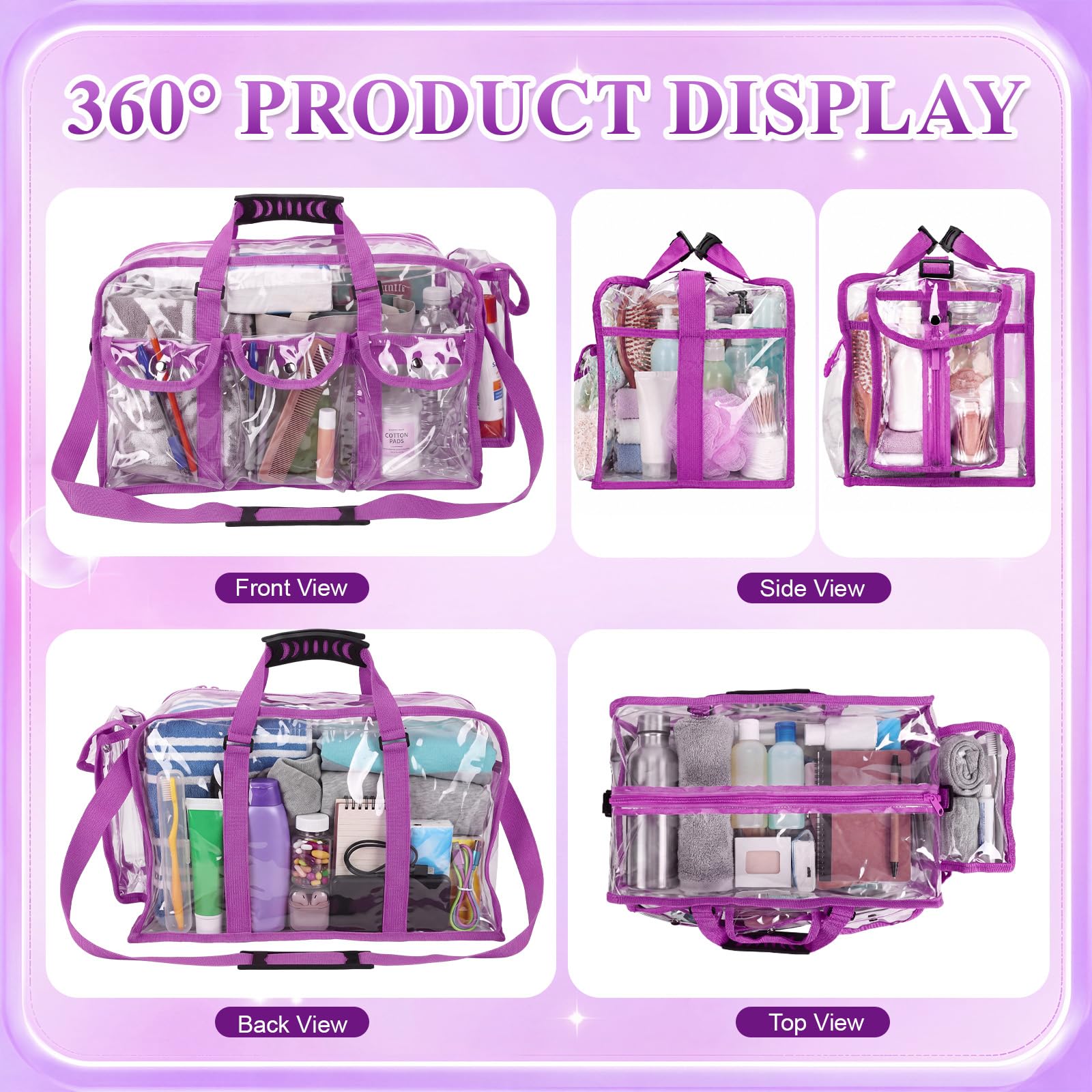 2-Piece PVC Makeup and Toiletry Bag Set with Compartments