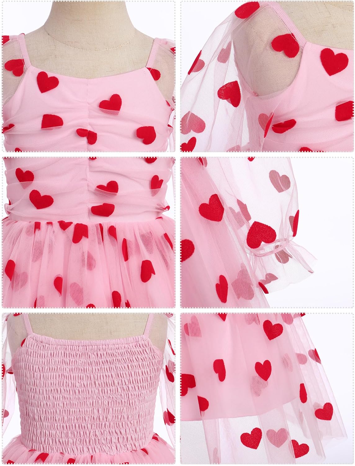 IDOPIP Toddler Baby Girls Dresses Long Puff Sleeve Pageant Mesh Tutu Dress Infant Wedding Baptism Photo Shoot Tulle Dress - Image 2