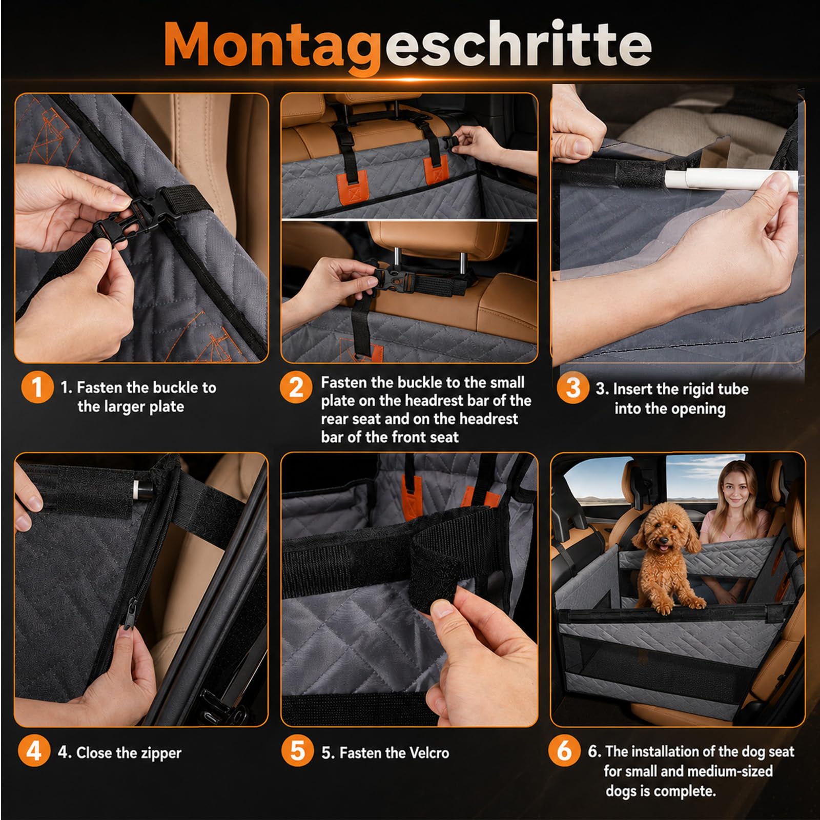 Perros Suelo Duro Asiento Individual, Asiento para Perros Reforzado Coche con Ventilación y Espacio de Almacenamiento, Impermeable Antideslizante Con Ventana de Red, Asiento para Perros Reforzado