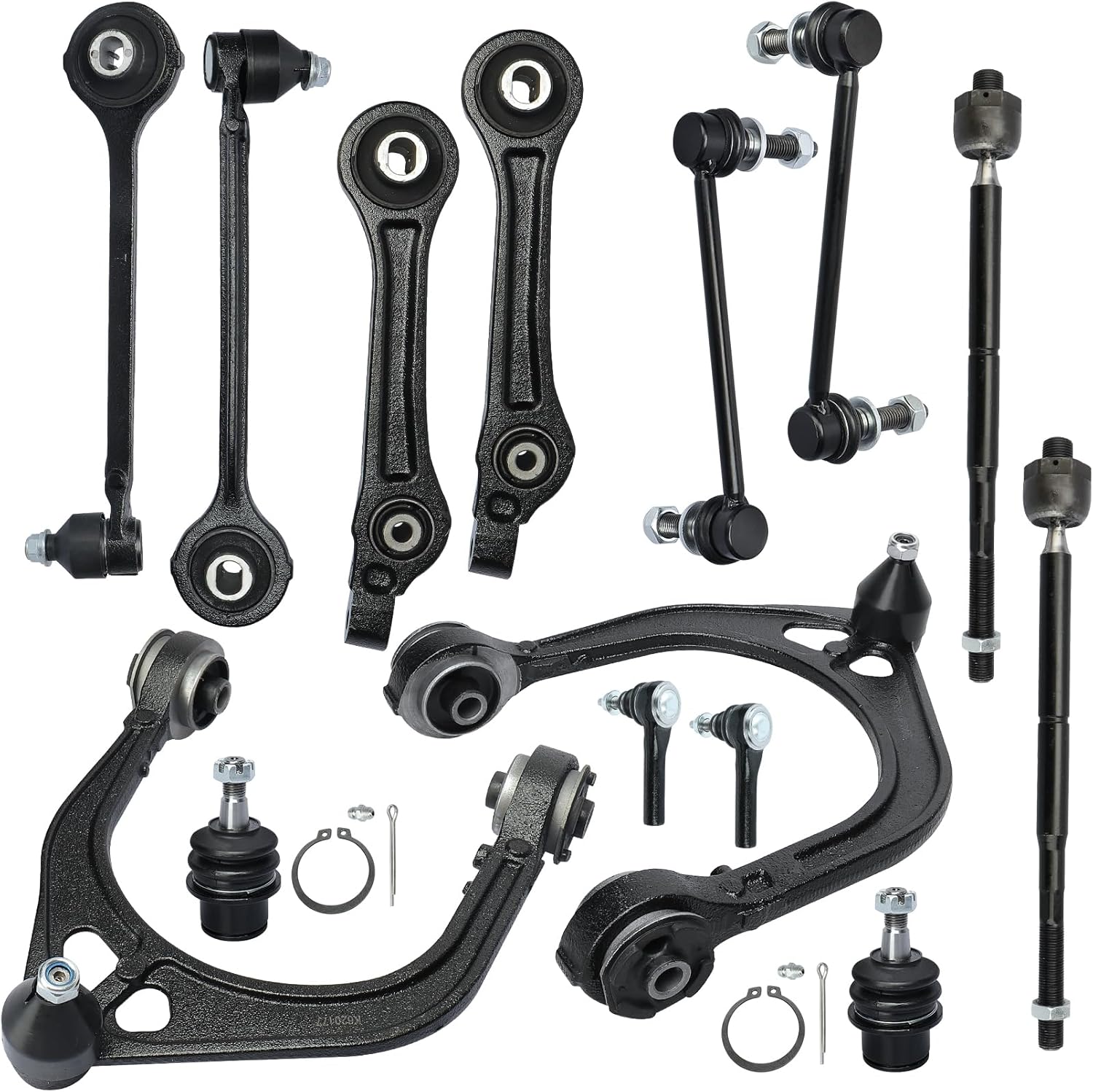 IRONTEK New 14pc Set Front Suspension Control Arm Kit RWD Fit for Chrysler 300 for Dodge Challenger Charger Magnum, Replace K620257 K620258 ES3571 K80822 K80823 K620177 K620178 MS25119 EV80702 K80996