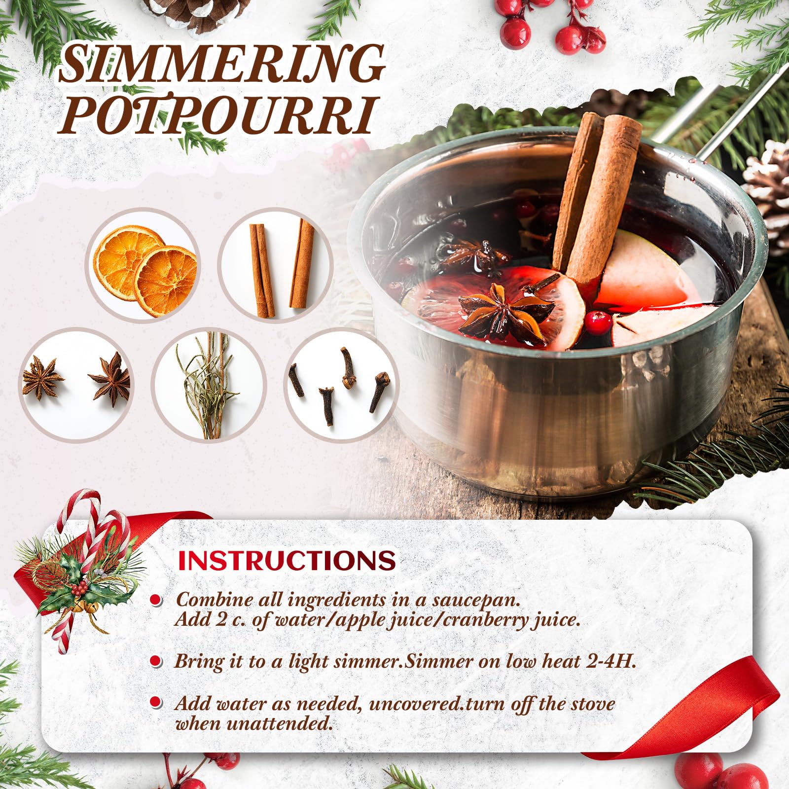 24-teiliges Weihnachts-Potpourri-Simmer-Topf-Set, Weihnachtsduft, Strumpf, Geschenke, Urlaub, Herd, Potpourri für Zuhause, Duft, Einweihungsgeschenk, Gastgeberin