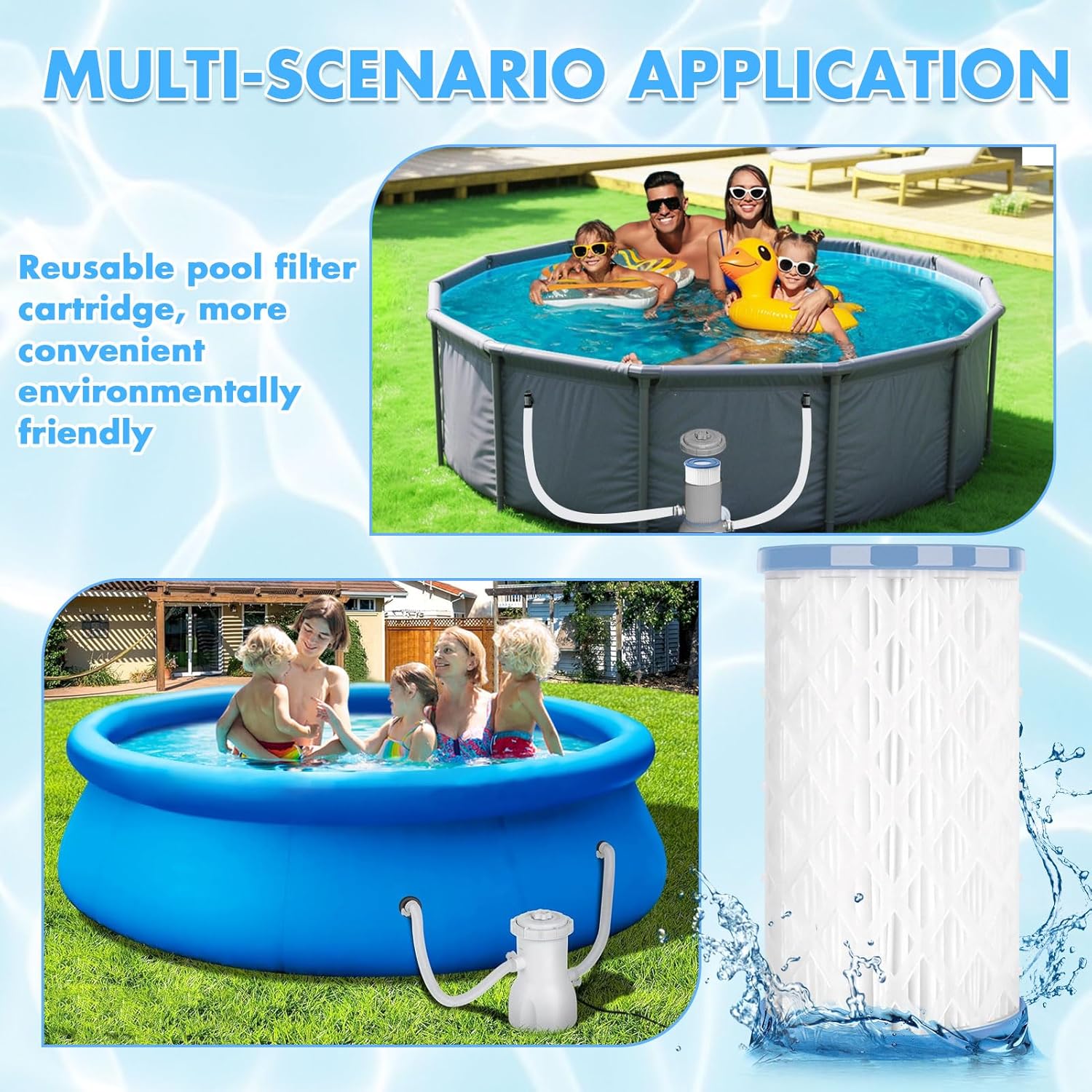 Above Ground Pool Filter Cartridge Type A or C,with 12 Pack Reusable Swimming Pool&Spa Filter Replacement for Above Ground Pools Filter Cartridge Pump - Image 6