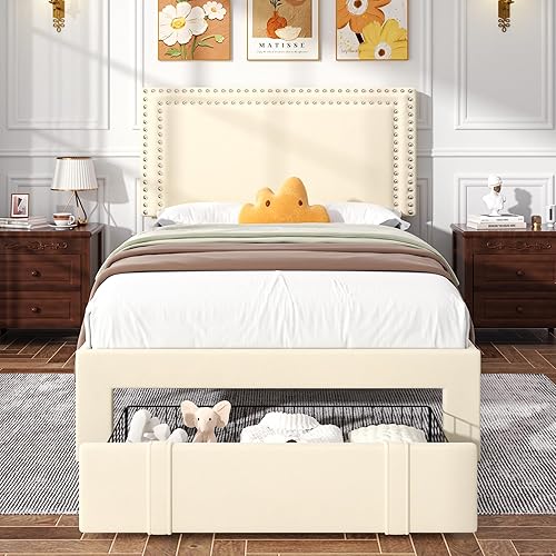 Miniatura 288 de VECELO Base de cama de tamaño matrimonial con cabecera tapizada ajustable, plataforma de listones de madera, diseño sin ruido, fácil montaje Negro