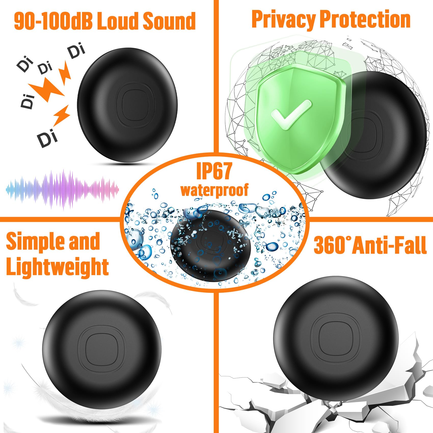 Air Tracker Android, IP67 Impermeabile Smart Tag Individuatore chiavi compatibile con Google Find Hub APP (Android Solo) 4 Pack Bluetooth Tag Key Finder per Bagaglio/Portafoglio/Valigia/Borse