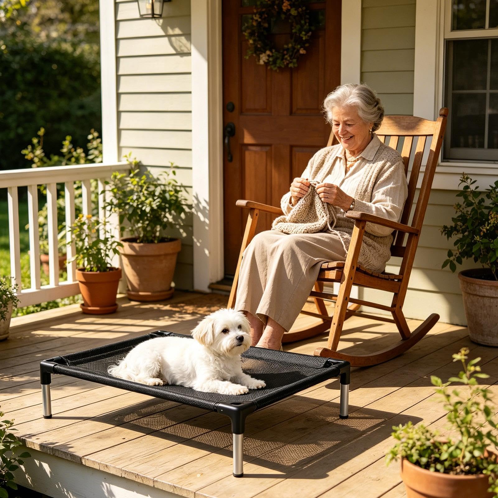rialzato per Cani Trasportabile Lavabile Rete Traspirante Cuccia | Brandina rimovibile per interni ed esterni per Esterno, Balcone, Giardino, Terra