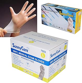 Sunnycare #7603 Vinyl Medical Exam Gloves Powder Free Size: Large 1000pcs/case ;100pcs/box;10boxes/case