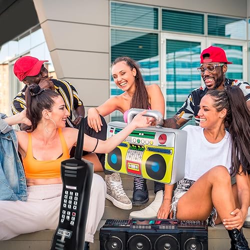 Miniatura 5 de Teléfono inflable y radio inflable Boombox, decoraciones de fiesta de los años 80 y 90, decoración de fiesta de hip hop, decoraciones de fiesta