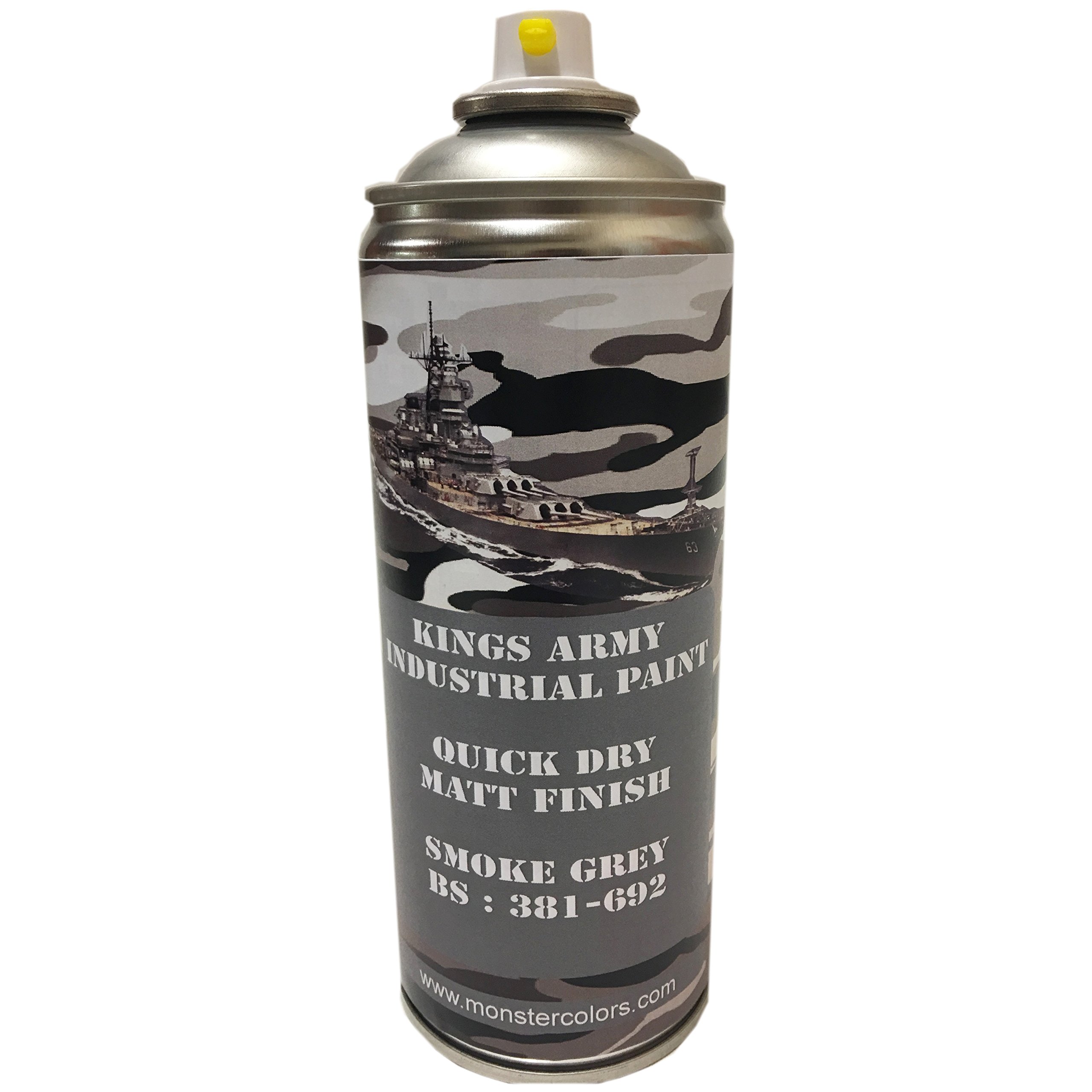Kings Army Paint Grey Kings Army Smoke Bs 381-692 Military Matt Spray Paint 400Ml Military Vehicle Paint, Airsoft, Paintball, Model Maker Paint, Fishing