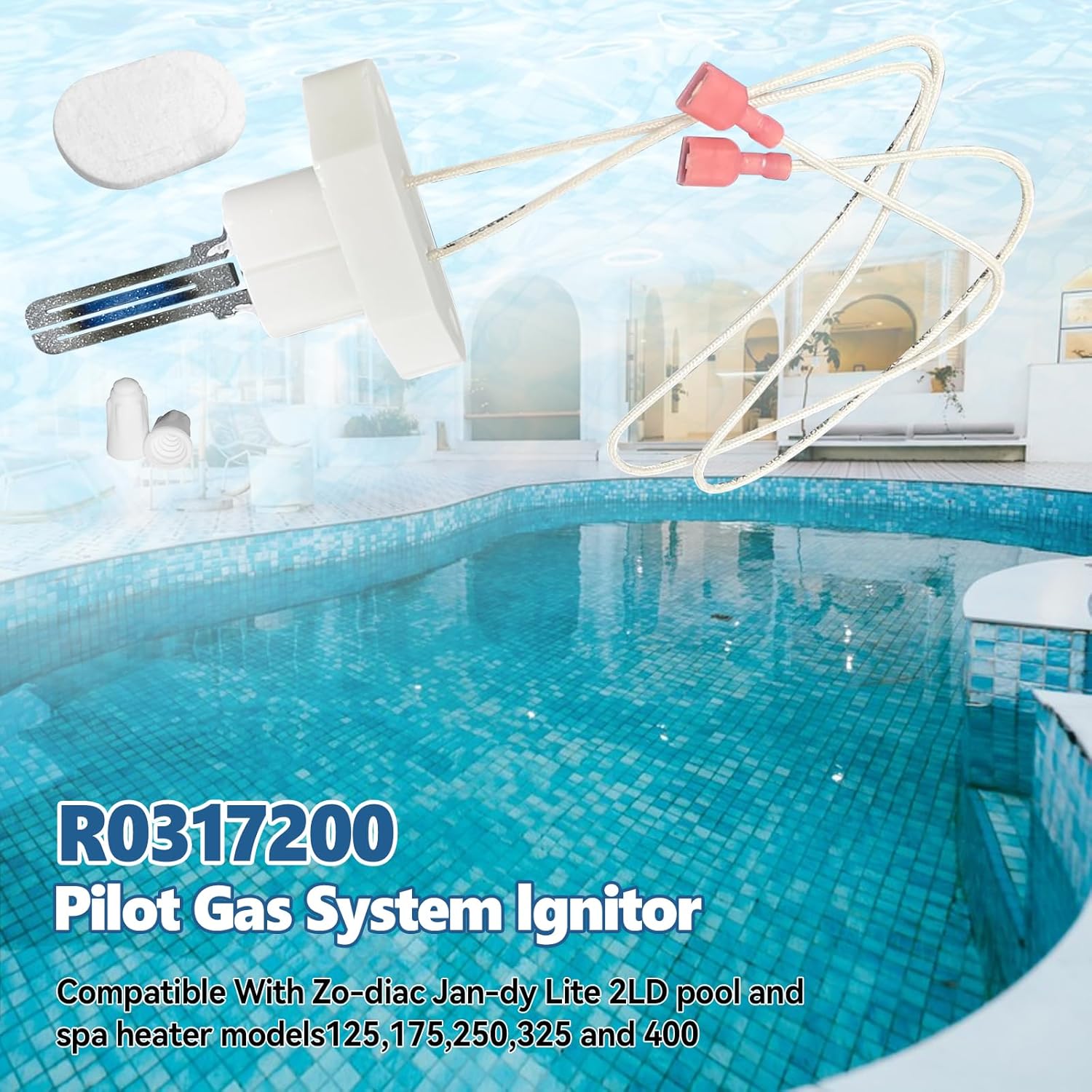R0317200 Hot Surface Ignitor Replacement Kit Fit for Zodiac Jandy Lite2LD Pool and Spa Heater 125 175 250 325 400, Pilot Gas System Ignitor, Easy to Install
