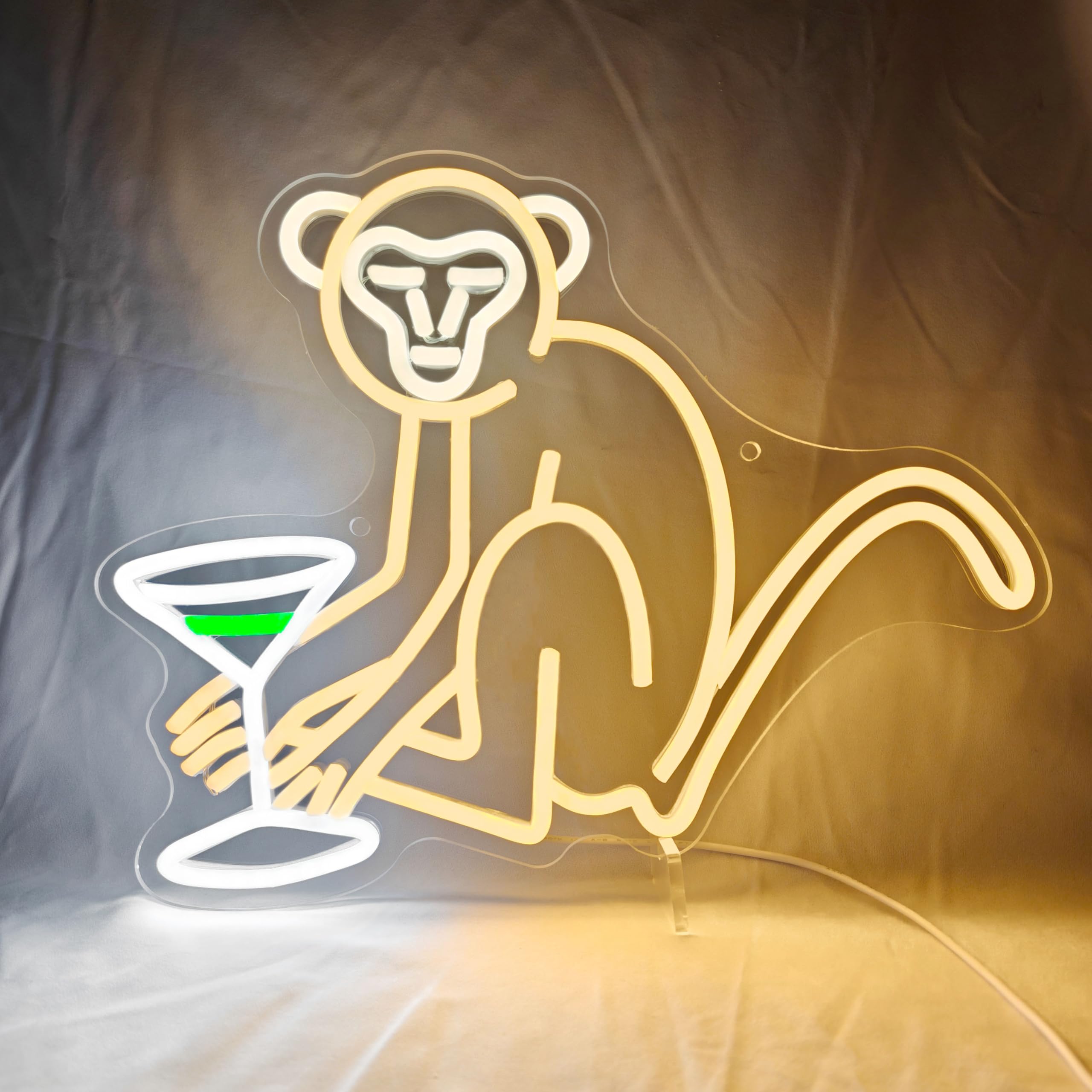 Monkey Cocktail Neon Sign, Bar Light Up Signs 15.79x12.6inches