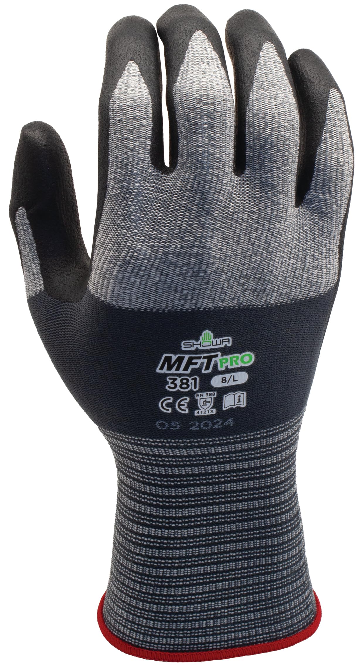 Showa 381 Nitrile Coated Work Glove, Grey, M 4901792028455