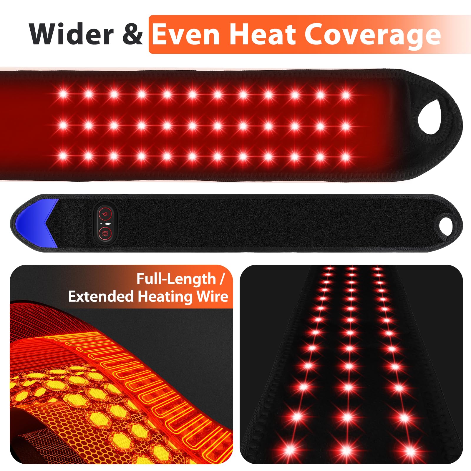 Masajeador de mano con almohadilla térmica – Luz roja, masajeador de mano inalámbrico con batería de 5000 mAh, masajeador de mano con 3 niveles de calor y 3 temporizadores, masajeador eléctrico de