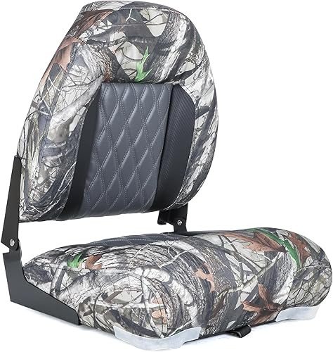 Miniatura 5 de Asiento plegable para barco con respaldo alto de camuflaje, asientos de barco de pesca, tornillos de acero inoxidable incluidos