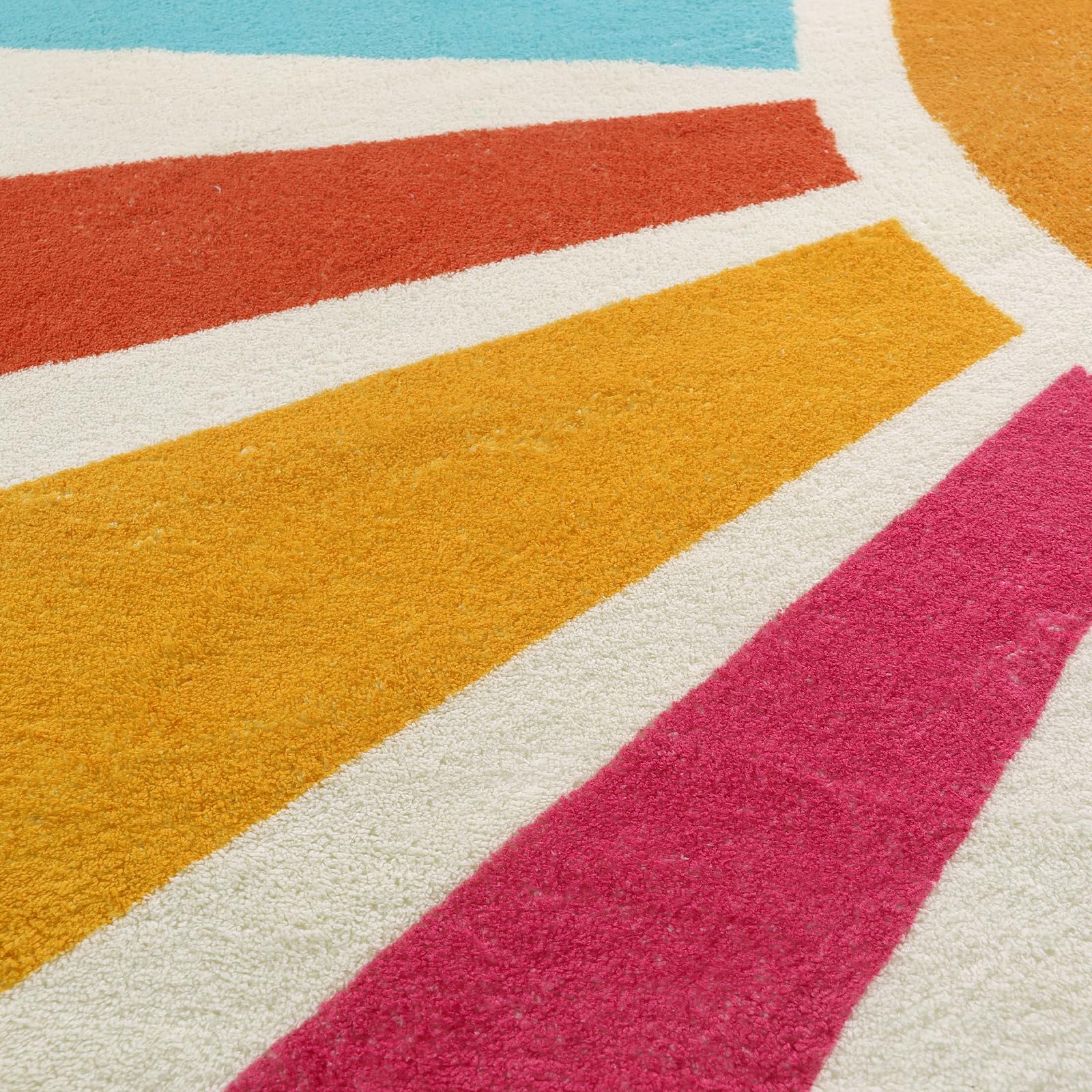 STARUIA Boho-Teppich, waschbar, 152 cm, runder Teppich für Schlafzimmer, Regenbogen-Kreis, Kinderteppiche für Büro, rutschfester Kreis-Teppich, weiche Sonnenschein-Teppiche für Schlafsaal