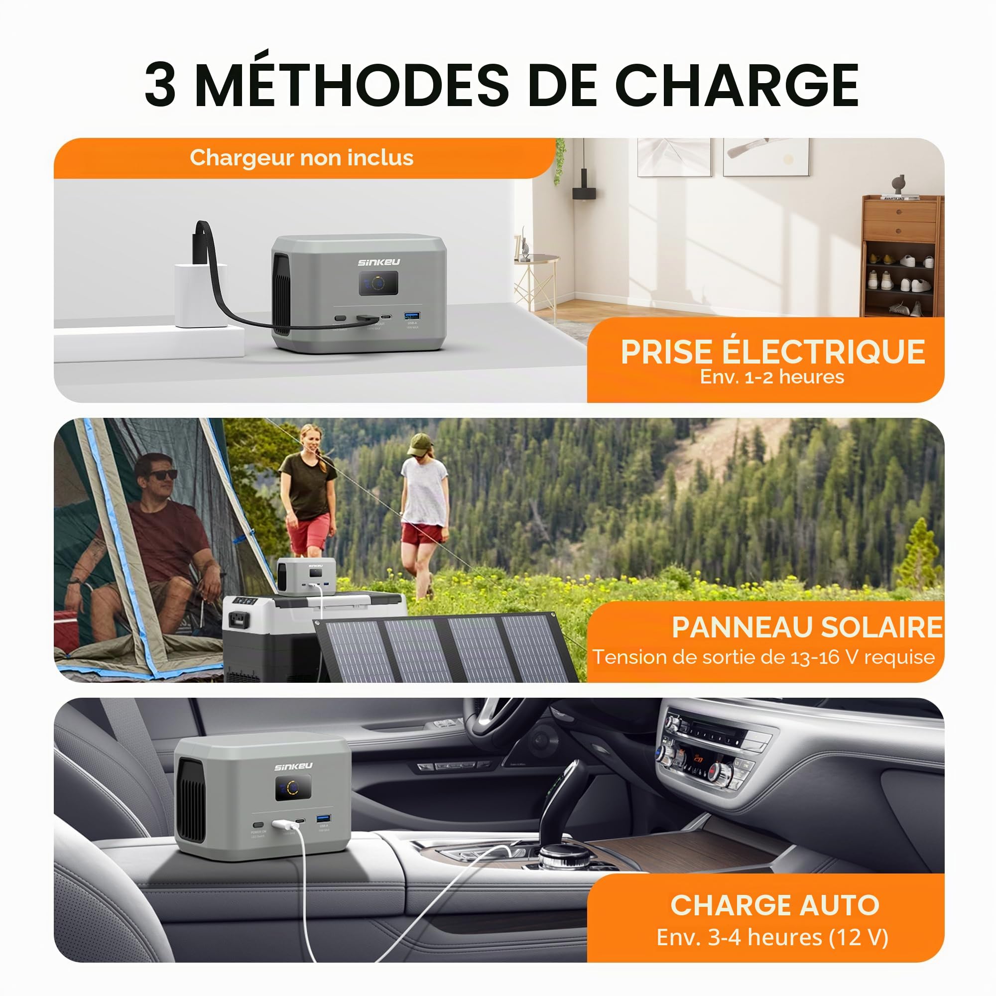 SinKeu Station d'alimentation portable, batterie LiFePO4 96 Wh, USB-C 100 W marche/sortie
