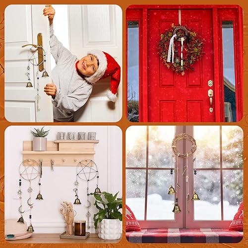 Miniatura 7 de Kit de brujería de campana de bruja decoración de campanillas de viento corona hecho a mano perilla de puerta para protección de energía positiva