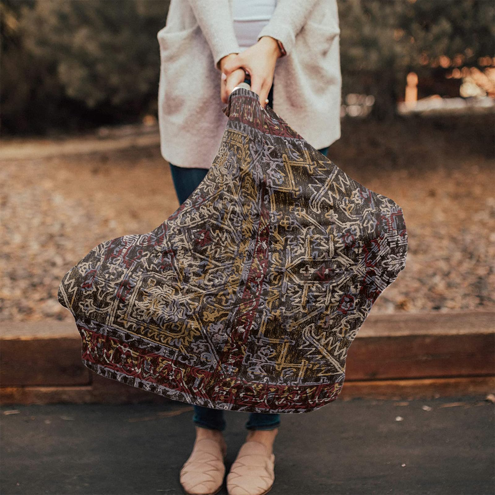 Nursing Cover for Breastfeeding Scarf, Retro Abstract Tribal Style Baby Car Covers Super Soft Multi Use for Canopy Shopping Cart Cover Blanket Stroller Cover