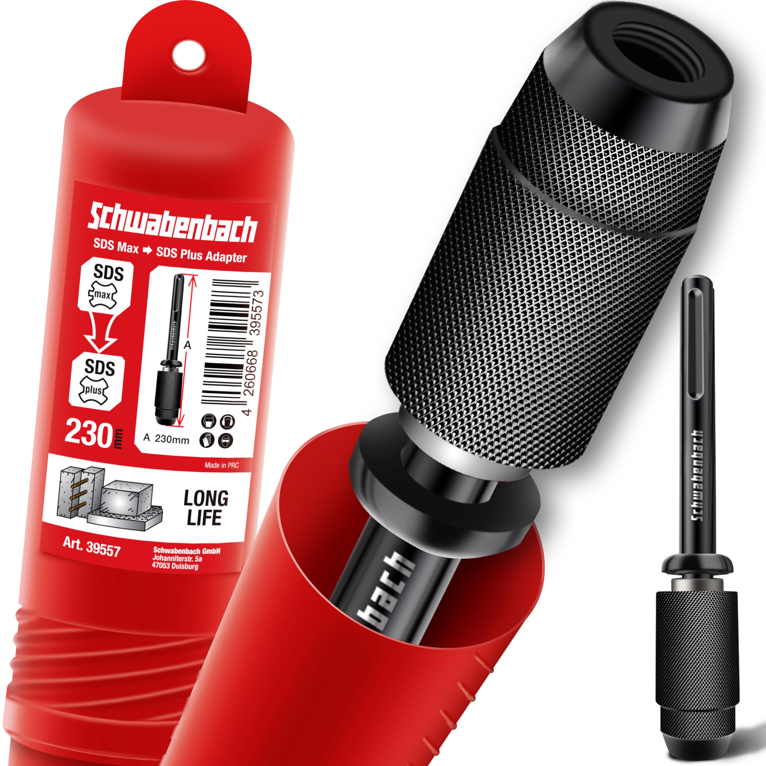 SCHWABENBACH® SDS Max auf SDS Plus Adapter - Adapterstück zur benutzung von Beton Bohrer oder Meißel Maschinen - Premium Qualität - Aufnahme Bohrfutter Hammerbohrer