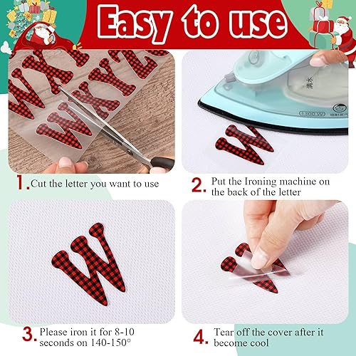 Miniatura 3 de 279 letras de graduación termo-adhesivas de 2 pulgadas A-Z, letras de transferencia, letras de medias de Navidad, letras para planchar en flocado,