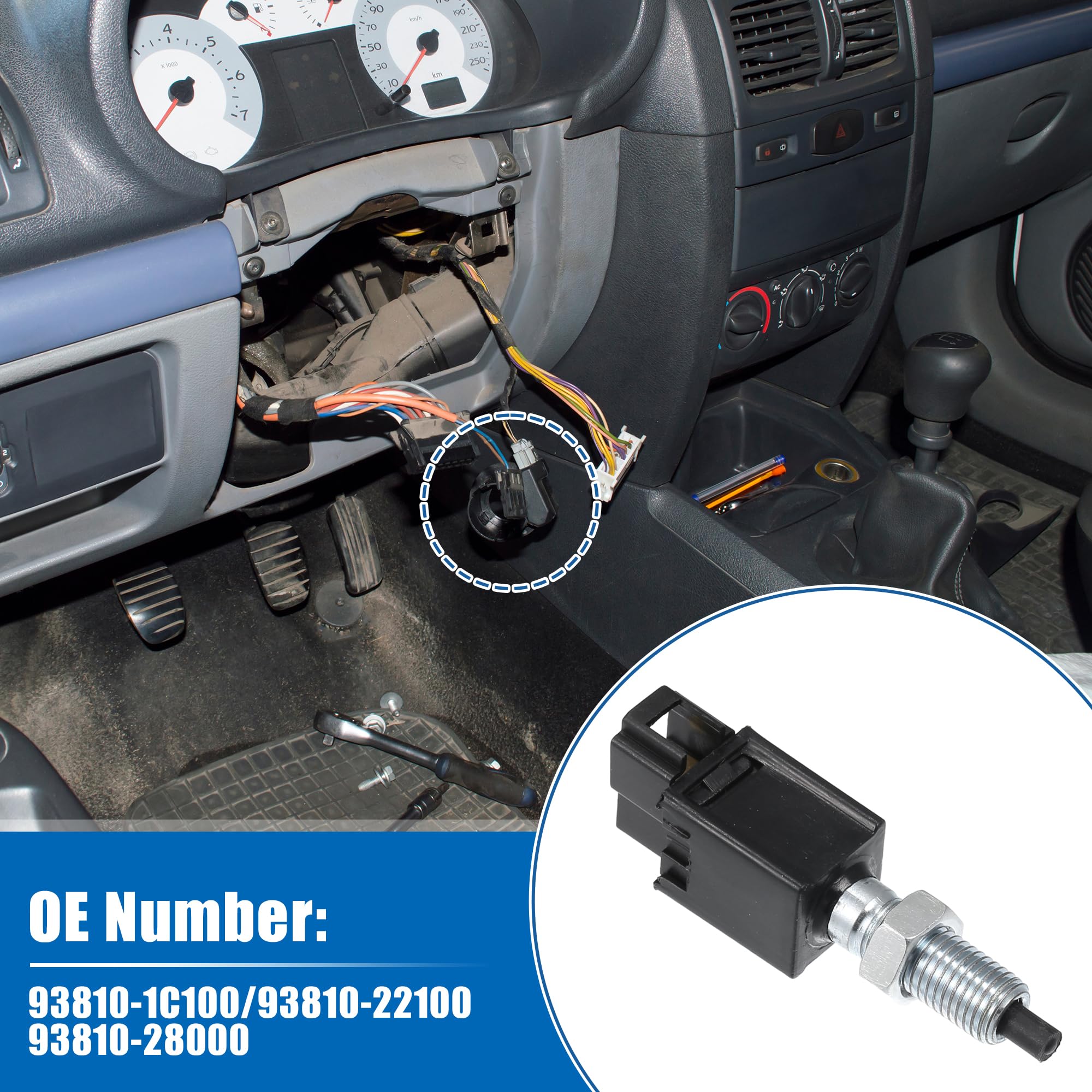 QUARKZMAN Interruptor De Luz De Freno Para Hyundai Elantra 96-00 1Pc | Color Negro,Plateado,Material Plástico,Metal,7X2.2X1.8Cm,M10X1.25,Oe 93810-1C100,Para Hyundai Accent 94-05,Santa Fe 01-06