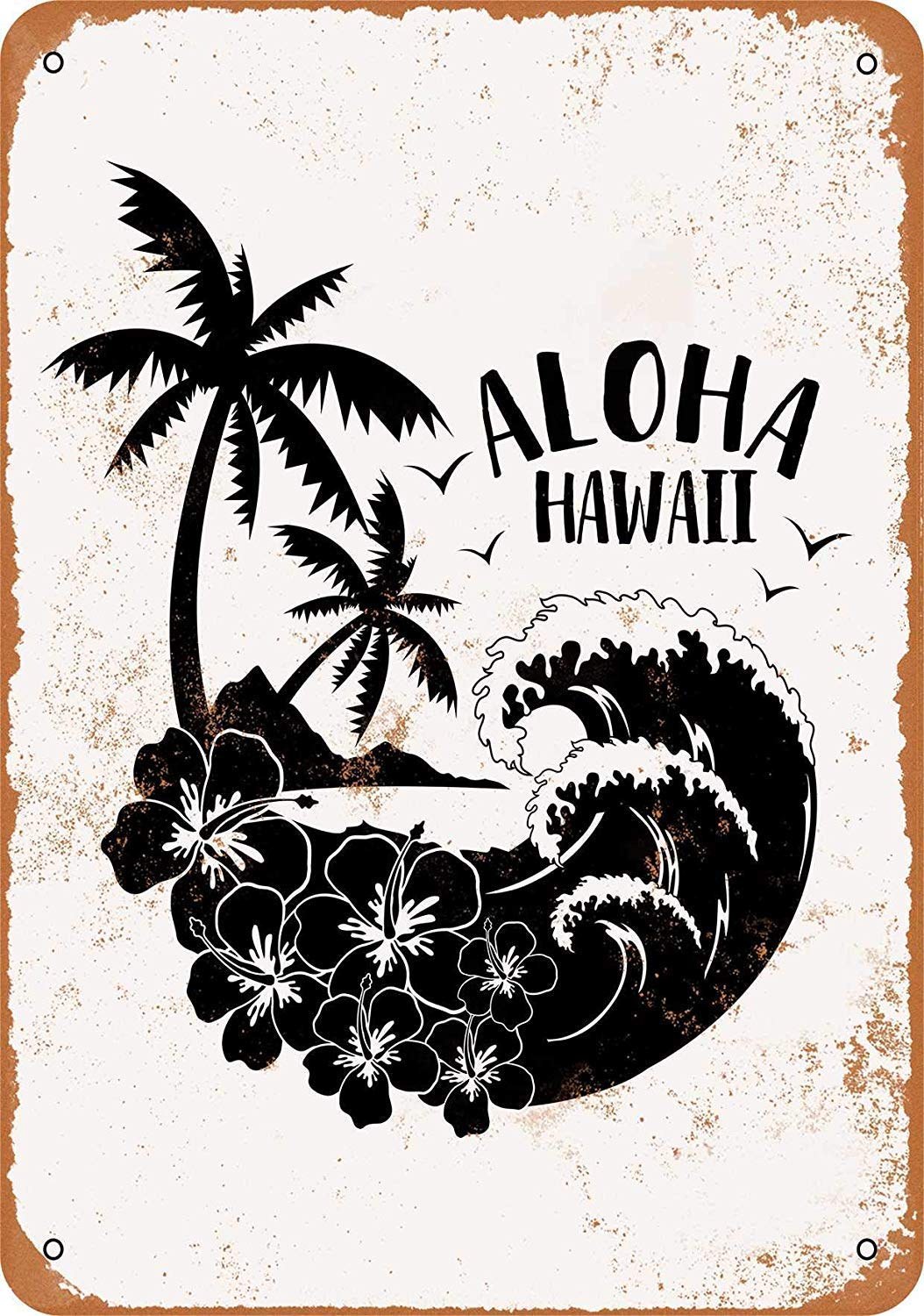 Keviewly Aloha Hawaii Metal Tin Sign 12 X 8 Inches Retro Vintage Decor