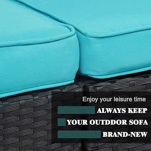 Miniatura 6 de Kinpaw Paquete de 14 fundas de cojín de patio, 100% poliéster, fundas de cojín de repuesto con cremallera, adecuadas para muebles de ratán al aire