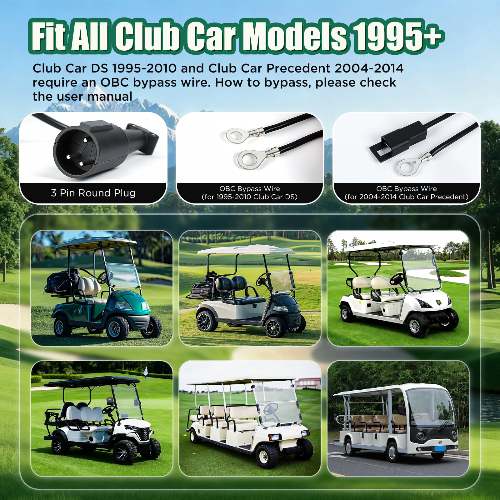 KAISAL 48V 18A Caricabatteria da Golf, 48V Caricatore per Carrello da Golf per Club Car, Caricabatterie Intelligente a Mantenimento, per 48Volt Batterie al Piombo Acido, IP67 Impermeabile