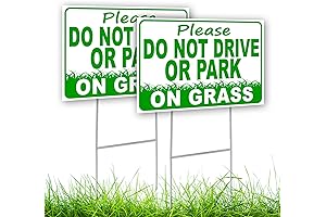 2-Pack 'Do Not Park or Drive on Grass' Signs with Stakes