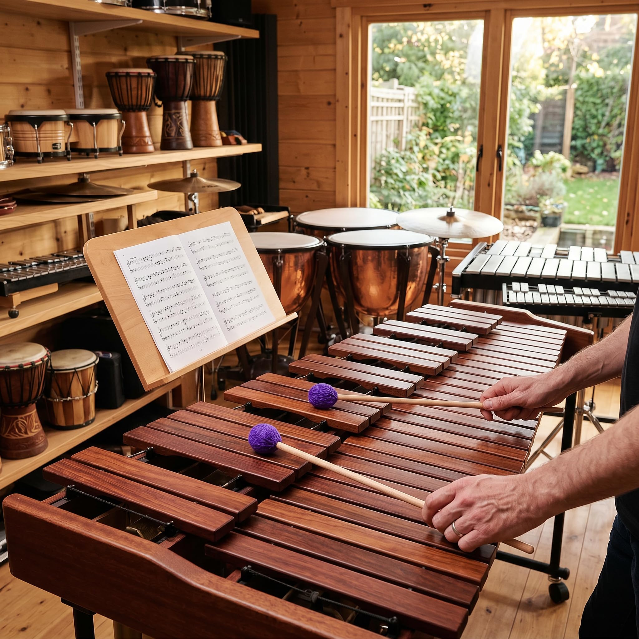 Dilwe 1 Paio di Bacchette per Bacchette Marimba a Testa Tonda in faggio con Manico per xilofono Accessori per Strumenti a percussione(Viola)
