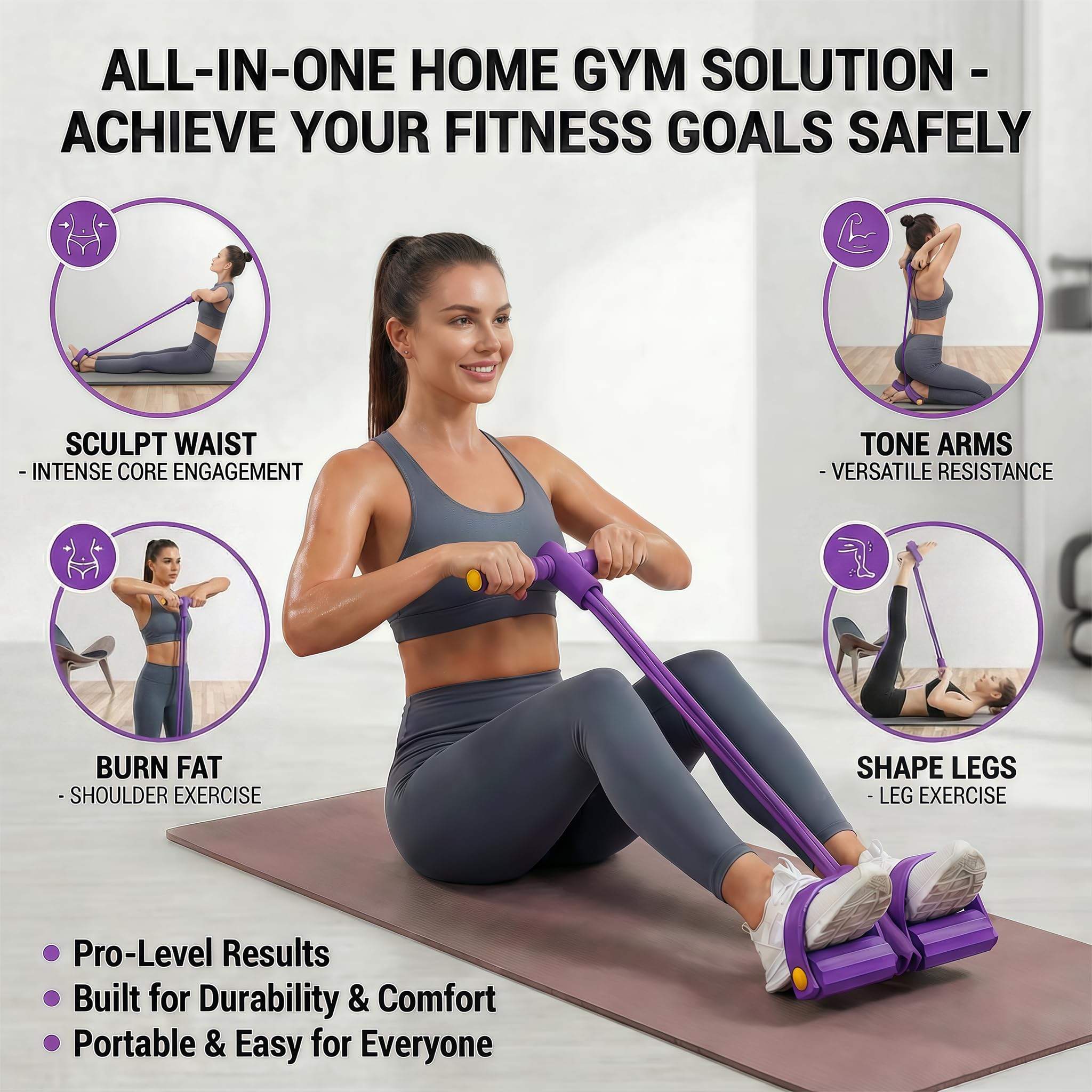 Pedal Resistance Band with Handle, 6-Tube Foot Pedal & Ankle Puller Exercise Band for Full Body Workout, Multifunction Home Gym Equipment for Arms, Legs, Abdomen, Waist Training : Amazon.in: Sports, Fitness &