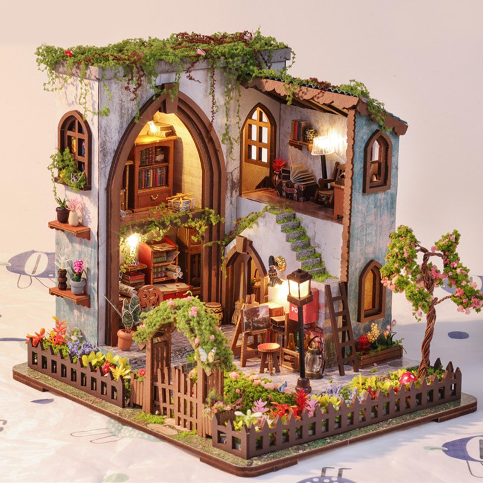 Kit per casa in miniatura, luce calda, realistica, creativa, divertente, in