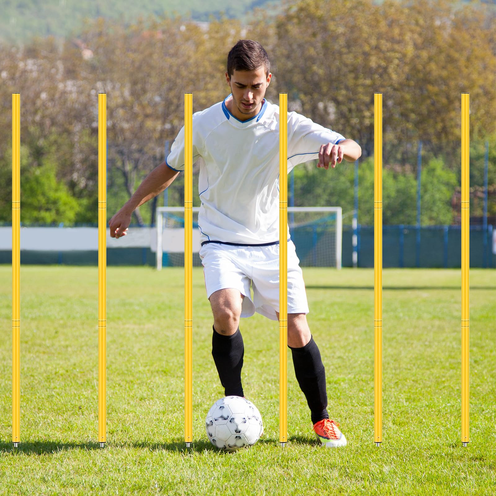 Kit Entrenamiento Futbol, Speed ​​Agility Training Kit para Agilidad Escalera de Agilidad 6M 12 Conos Deportivos 6 Postes Slalom Paracaídas de Resistencia Cuerda de Saltar y Bolsa de