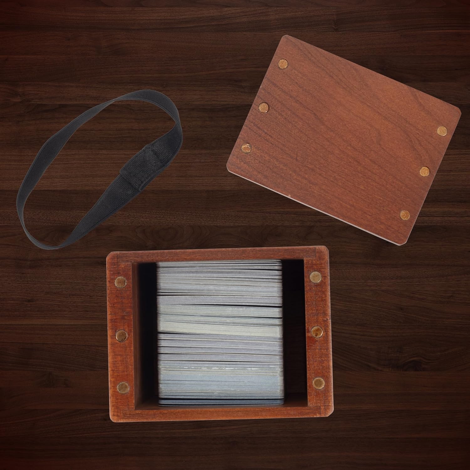 Monster Wooden Deck Box w Strong Magnetic Lid & Security Band- Premium Holds 150 Sleeved Cards- Compatible w Yugioh Commander Magic the Gathering MTG Sports Card, All Trading Card TCG Games, Gift
