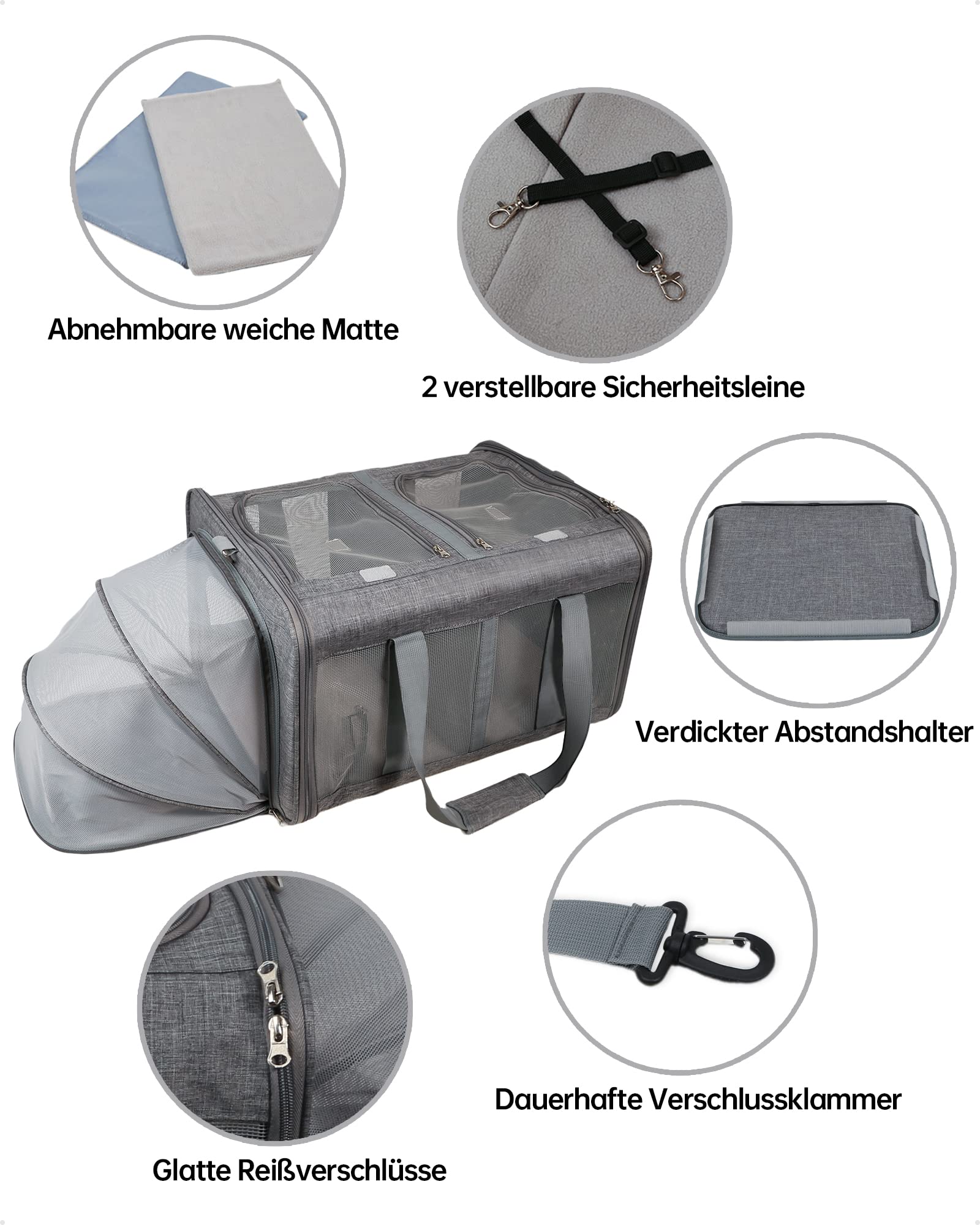 Produktbild von PETWIT Weiche Große Katzentrage Für Katze, Auto-Sitzbox
