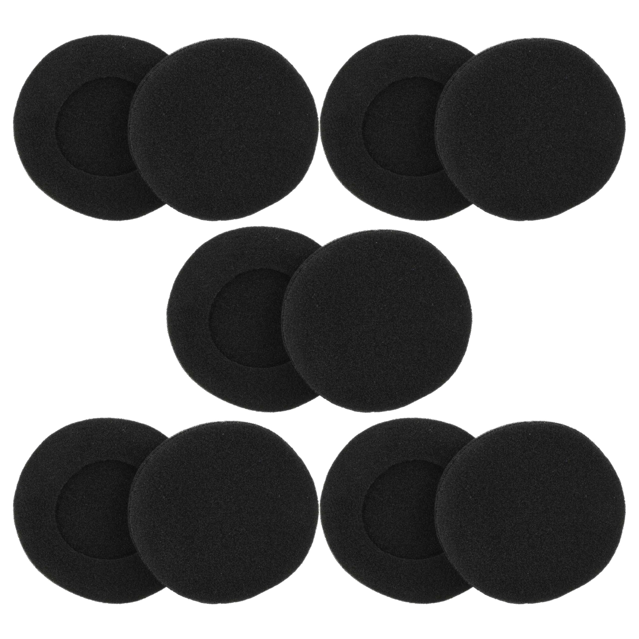 vhbw 10 x nauszniki kompatybilne z Audio Technica ATH- ES5 VM55, pianka, czarna, matowa