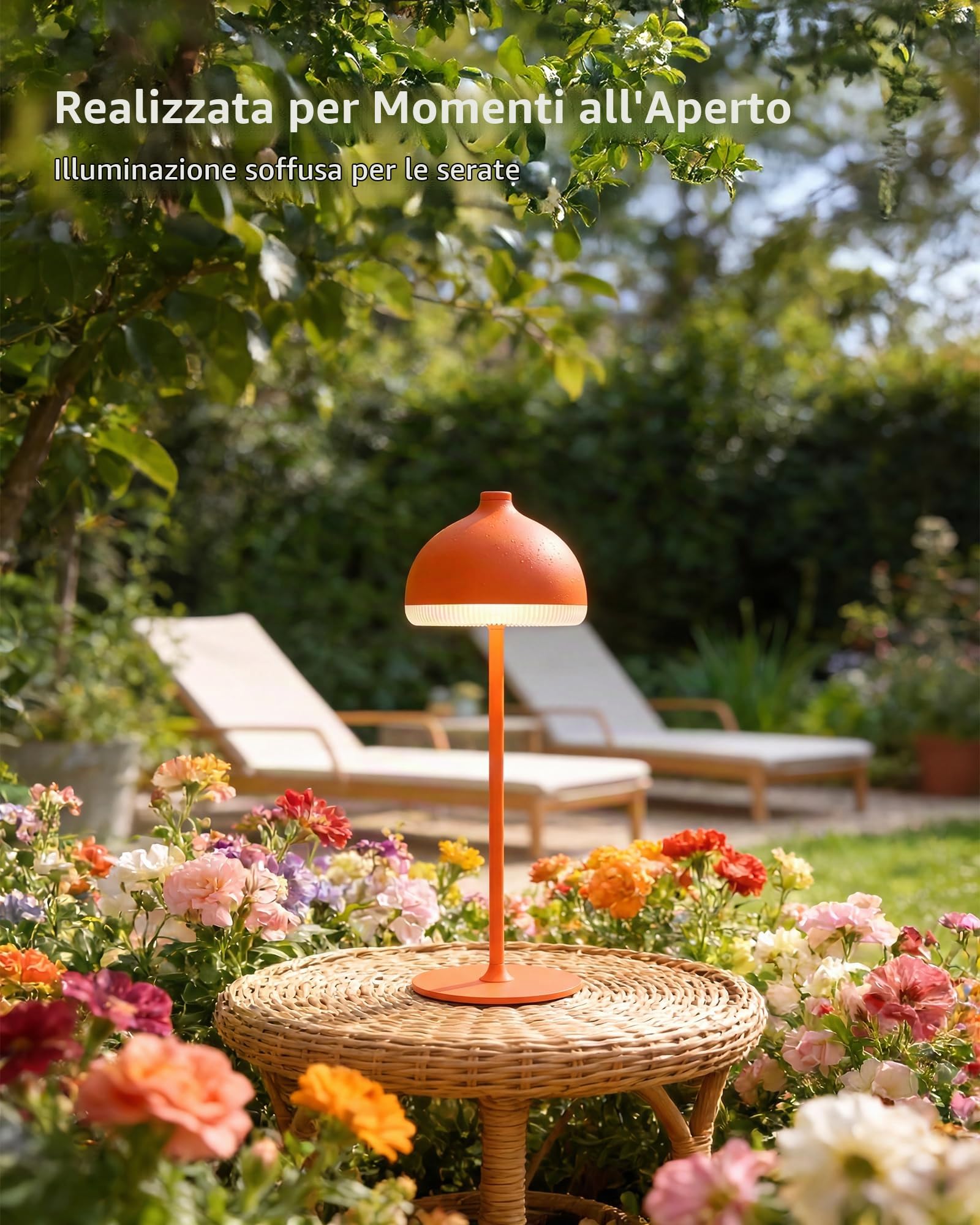 2 Pezzi Lampade da Tavolo Senza Fili Ricaricabile VIOA TL13 | Lampada da Tavolo Ricaricabile, 5200mAh, IP54, 3 tonalità– per camera da letto, terrazza, ristorante e decorazione, Arancione