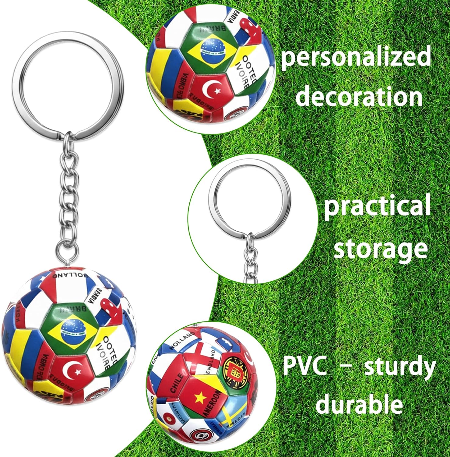 4PCS World Cup Soccer Keychain 2026 Football Ball Key Chain with National Flags,World Cup Soccer Gifts & Accessories Decorations for Men Sports Merchandise 2026 Backpack Charm Daily Use